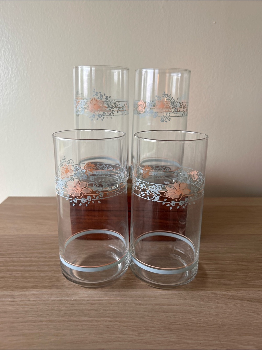 Vintage Libbey Apricot Grove Floral Highball Glasses - Set of 4 - Picture 2 of 2